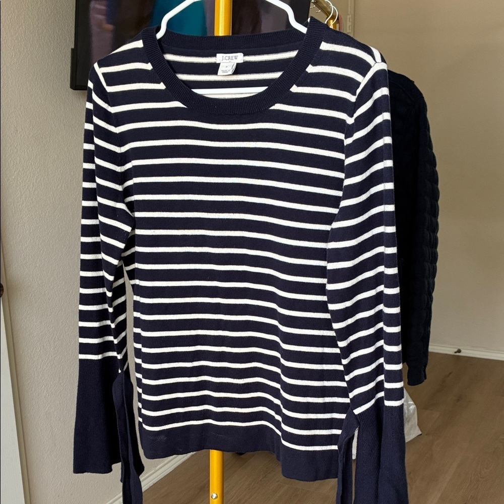 J. Crew Classic Navy and White Striped Top